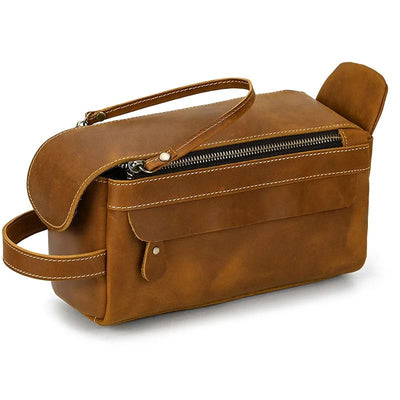 Trousse de toilette cuir marron