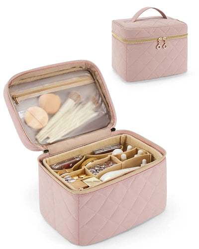 Vanity case avec compartiments rose