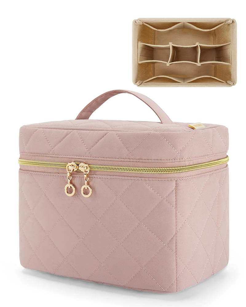 Vanity case avec compartiments rose