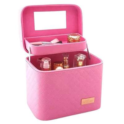 Vanity case maquillage avec compartiment rose clair