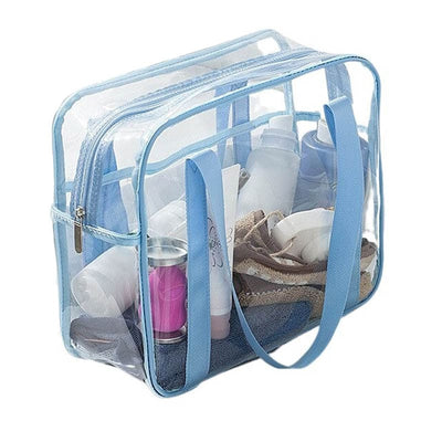 Grande trousse de toilette transparente bleu - À vos trousses