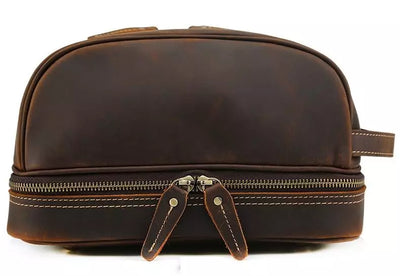 Trousse de toilette cuir homme luxe marron foncé - À vos trousses